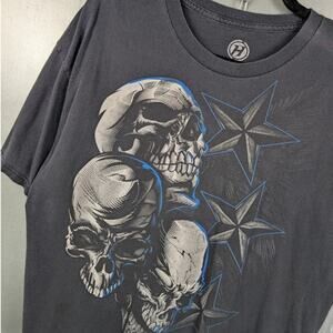 Hybrid Vintage Y2K Skull Star Grunge Emo Mall Goth Shirt XL 2000s Skate Surf